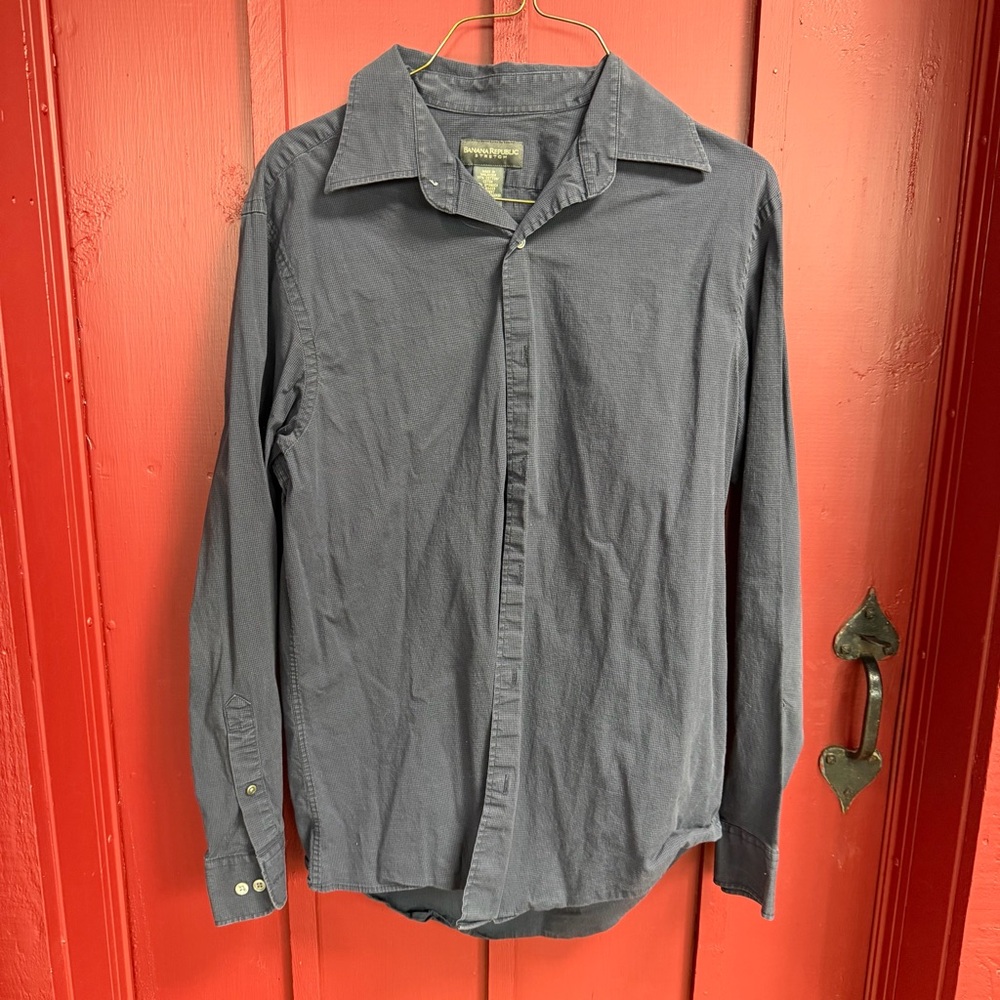 Banana Republic Men's Charcoal Button-Down Long Sleeve Shirt